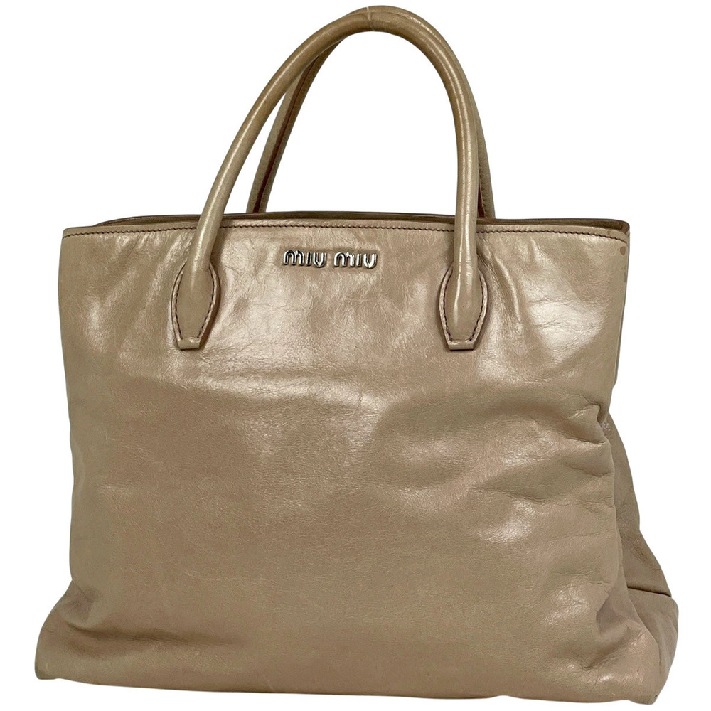 Miu Miu 2way Shoulder Bag Leather Beige Cream